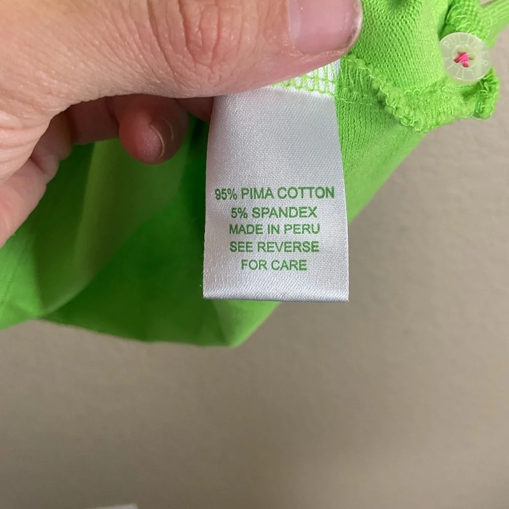 Lily Pulitzer Womens Small‎ Lime Green Island Polo Shirt Top Pima Cotton Golf - Picture 5 of 5